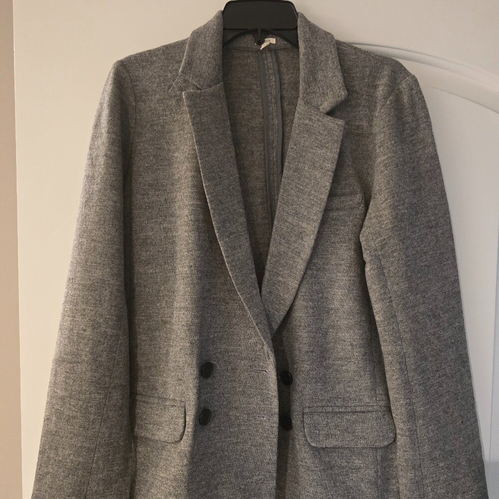 WOMEN'S J CREW WOOL BLAZER SPORTCOAT CASUAL JACKET 10, DARK GRAY - EXCELLENT